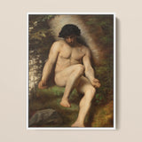 Study of Adam for Paradise - Alexandre Cabanel Fine Art Print / Canvas, 12x16’’ / 31x41cm / White Frame, Posters Prints & Visual Artwork,