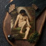 Study of Adam for Paradise - Alexandre Cabanel Fine Art Print / Canvas Rectangular Classical Painting Nude Male Figure Dark, Cabanel’s,