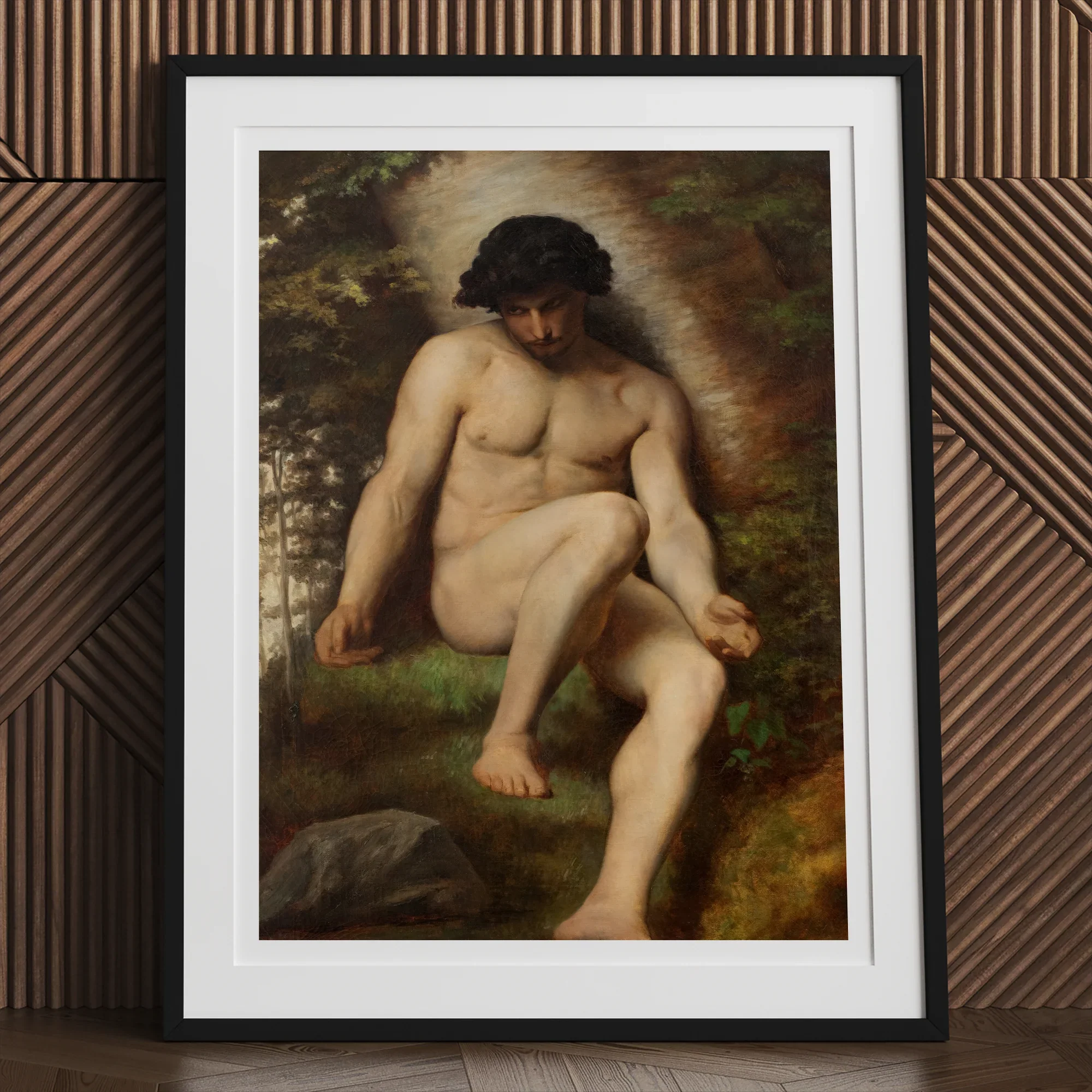 Study of Adam for Paradise - Alexandre Cabanel Fine Art Print, Framed Nude Male Figure Painting