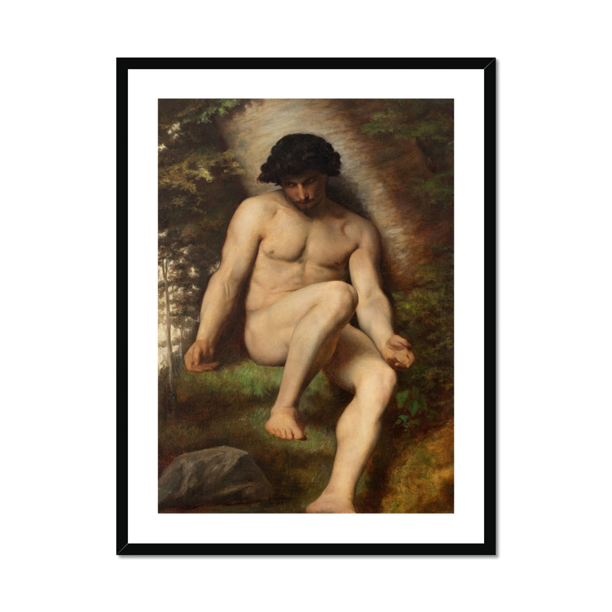Study of Adam for Paradise - Alexandre Cabanel Fine Art Print, Framed Painting Nude Man