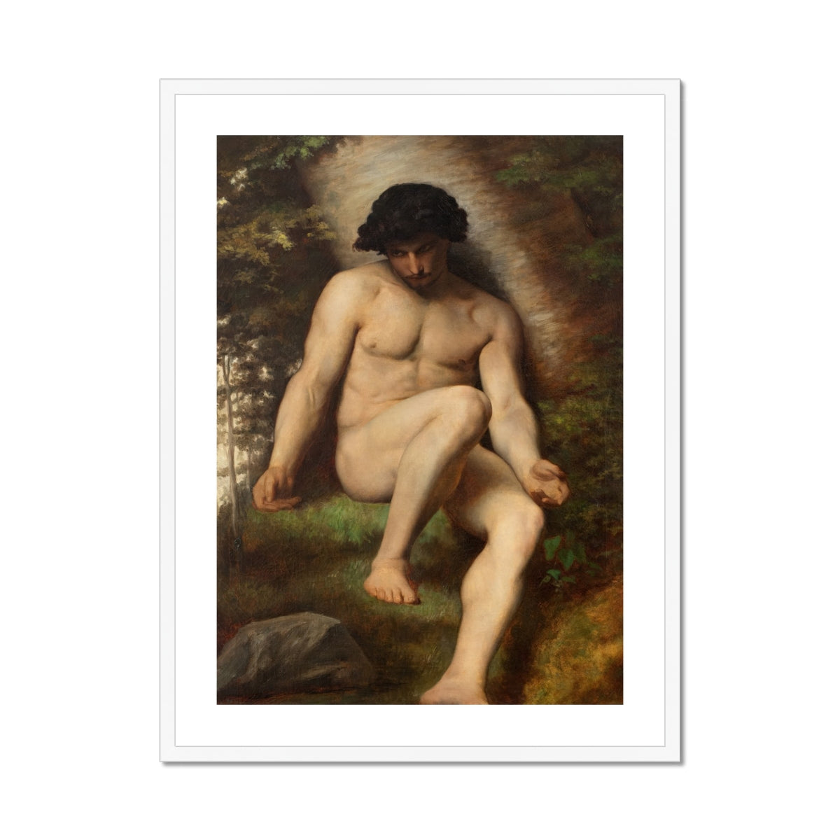 Study of Adam for Paradise - Alexandre Cabanel Fine Art Print, Framed Painting Nude Man