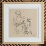 Study for Astronomy - John Singer Sargent Art Print, 12x12’’ / 31x31cm / Natural Frame / 2’’ Matboard, Framed Charcoal Seated Male Figure
