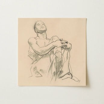 Study for Astronomy - John Singer Sargent Art Print / Canvas Delicate Graphite Sketch Cream-colored Paper Depicts Seated Figure, Prints