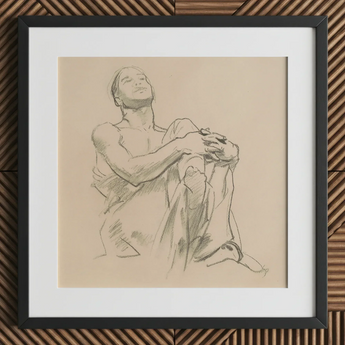 Study for Astronomy - John Singer Sargent Art Print / Canvas Framed Charcoal Sketch Seated Figure Soft Neutral Tones, Prints