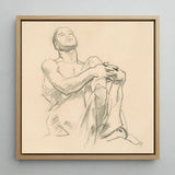 Study for Astronomy - John Singer Sargent Art Print / Canvas Framed Charcoal Sketch Seated Figure Soft Neutral Tones, Prints