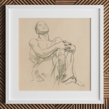 Study for Astronomy - John Singer Sargent Art Print / Canvas Framed Pencil Sketch Seated Figure Soft Gray Tones, Prints