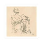 Study for Astronomy - John Singer Sargent Art Print, Pencil Sketch Shirtless Person Head Tilted Arms Clasped