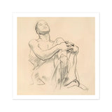 Study for Astronomy - John Singer Sargent Art Print, Pencil Sketch Shirtless Person Head Tilted Arms Clasped