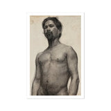 Study of a Black Man - Henry Ossawa Tanner Art Print, Charcoal Nude Man Waist