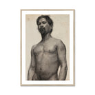 Study of a Black Man Henry Ossawa Tanner Art Print, Framed Charcoal Bare Chested Man