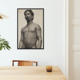 Study of a Black Man Henry Ossawa Tanner Framed Canvas, Framed Charcoal Nude Man