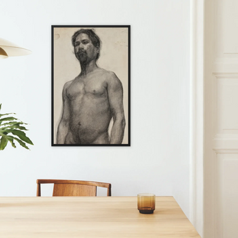 Study of a Black Man Henry Ossawa Tanner Framed Canvas, Framed Charcoal Nude Man