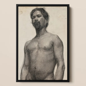 Study of a Black Man Henry Ossawa Tanner Framed Canvas, Charcoal Nude Man Beard Framed Black