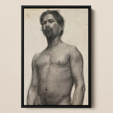 Study of a Black Man Henry Ossawa Tanner Framed Canvas, Charcoal Nude Man Beard Framed Black