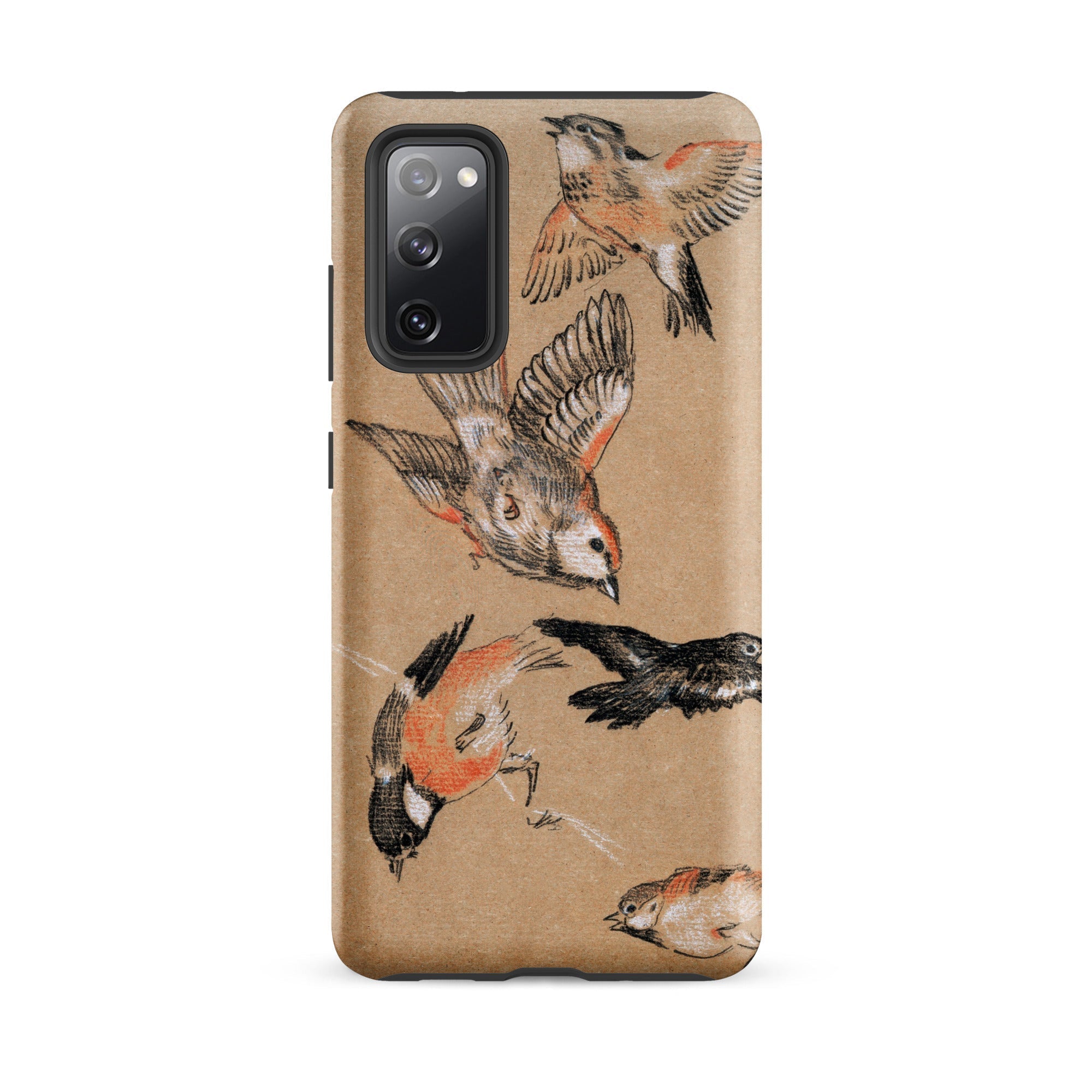 Study of Finches Edward Burne Jones Samsung Case, Galaxy S20 Fe / Matte, Smartphone Case Multi Bird Print Tan Background