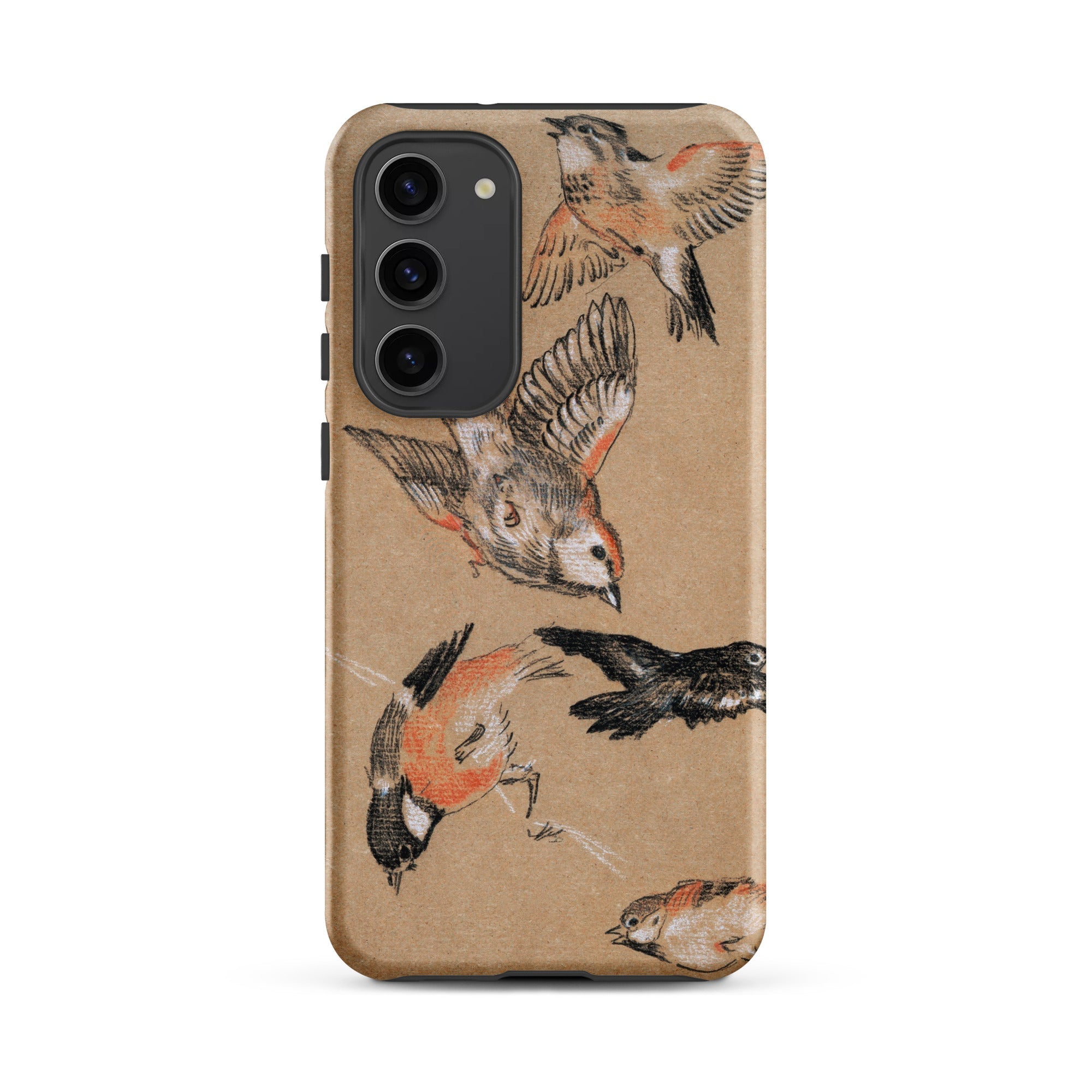 Study of Finches Edward Burne Jones Samsung Case, Galaxy S23 Plus / Matte, Smartphone Case Brown Background Bird Illustrations