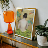 Study of Flesh and Gold - William Merritt Chase Art Print, Framed Artistic Photograph View Draped Green Fabric