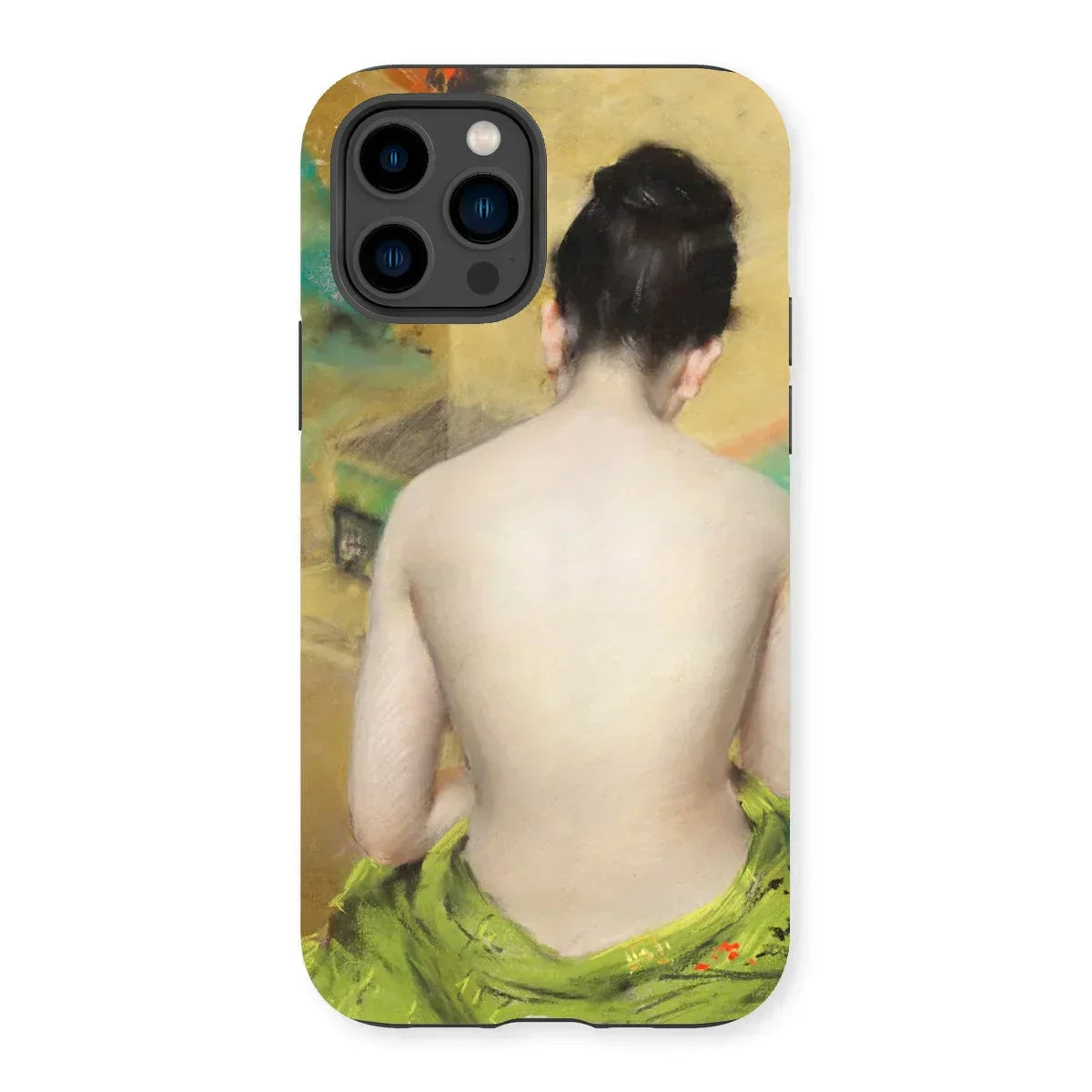 Study of Flesh and Gold - William Merritt Chase Iphone Case, 14 Pro / Matte, Phone Case Classical Painting Woman’s Bare Draped Green