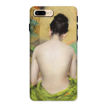 Study of Flesh and Gold - William Merritt Chase Iphone Case, 8 Plus / Matte, Phone Case Painting Person’s Bare Draped Green Fabric