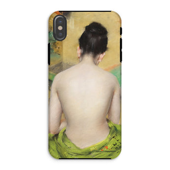 Study of Flesh and Gold - William Merritt Chase Iphone Case, Xs / Matte, Phone Case Classical Painting Nude Figure’s Draped Green