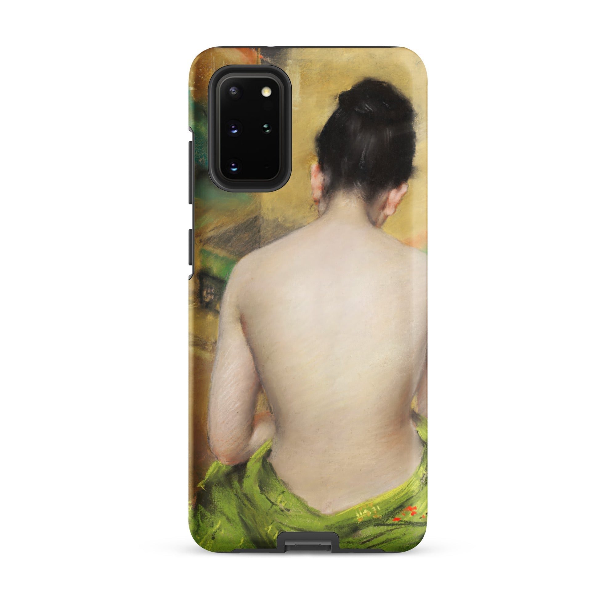 Study of Flesh and Gold William Merritt Chase Samsung Case, Galaxy S20 Plus / Matte, Phone Case Painting Woman’s Bare Draped Green Fabric