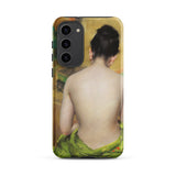 Study of Flesh and Gold - William Merritt Chase Samsung Case, Galaxy S23 Plus / Matte, White Phone Case Classic Painting Woman Viewer Draped