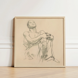 Study for Astronomy - John Singer Sargent Art Print / Canvas Framed Charcoal Sketch Seated Figure Neutral Tones Enclosed, Prints