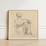 Study for Astronomy - John Singer Sargent Art Print / Canvas Framed Charcoal Sketch Seated Figure Soft Neutral Tones, Prints