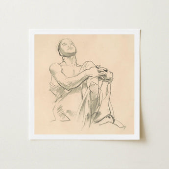Study for Astronomy - John Singer Sargent Art Print / Canvas Framed Sketch Nude Male Figure Seated Pose Rendered, Prints