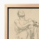 Study for Astronomy - John Singer Sargent Art Print / Canvas Framed Charcoal Sketch Man Contemplative Pose Rendered Textured, Prints