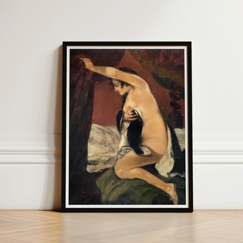 Study for Venus - Gustave Courbet Art Print / Canvas Black-framed Nude Woman Expressive Pose Rich Jean-désiré-gustave Builds, Heavy Curtain