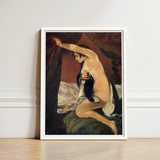 Study for Venus - Gustave Courbet Art Print / Canvas White-framed Nude Woman Expressive Pose Rich Jean-désiré-gustave Builds, Heavy Curtain