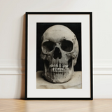 Study of a Human Skull Art Print / Canvas Black-and-white Framed Photograph Human Skull Minimalist Black Frame Bone Meets Lens, Meets, Lens