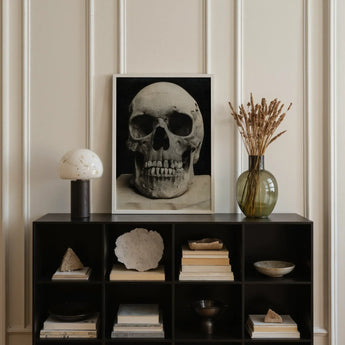 Study of a Human Skull Art Print / Canvas Black-and-white Framed Skull Portrait Bone Meets Lens, Meets, Lens
