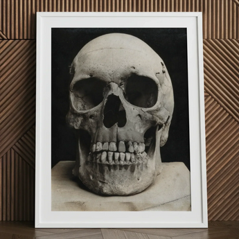 Study of a Human Skull Art Print / Canvas Framed Black White Human Skull Print Bone Meets Lens, Meets, Lens