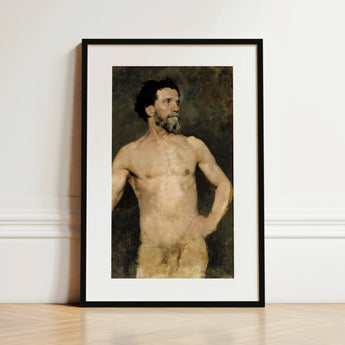 Study of a Male Model - Albert Edelfelt Fine Art Print / Canvas, 12x18’’ / 31x46cm / Black Frame / Matboard, Posters Prints & Visual