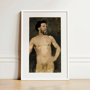 Study of a Male Model - Albert Edelfelt Fine Art Print / Canvas, 12x18’’ / 31x46cm / White Frame / Matboard, Posters Prints & Visual