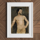Study of a Male Model - Albert Edelfelt Fine Art Print, Framed Nude Male Figure Painting