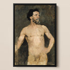 Study of a Male Model - Albert Edelfelt Framed Canvas, Framed Nude Male Portrait