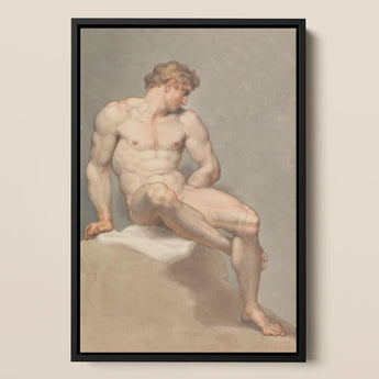 Studie eines männlichen Akts – Edward Francis Burney Fine-Art-Print / Leinwand, 12x17’’ / A3 / Schwarzer Rahmen, Poster-Drucke & visuelle Kunstwerke, Toby Leon