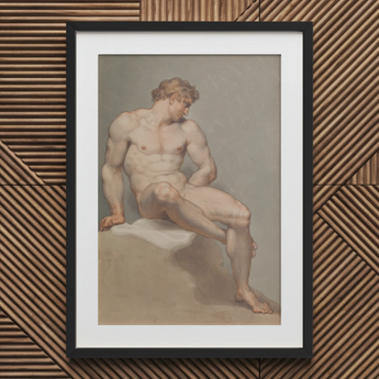 Study of a Male Nude - Edward Francis Burney Fine Art Print / Canvas Black Framed Classical Male Figure Art Print White Edward Francis