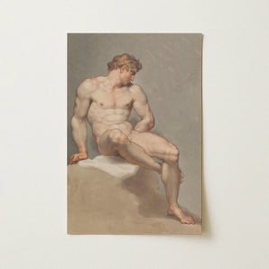 Study of a Male Nude - Edward Francis Burney Fine Art Print / Canvas, Edward Francis Burney, Erotic Monolith, Fine Art Print