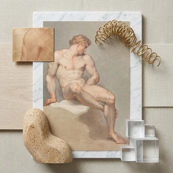 Study of a Male Nude - Edward Francis Burney Fine Art Print / Canvas Classical Figure White Marble Frame, Erotic Monolith, Prints