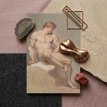 Study of a Male Nude - Edward Francis Burney Fine Art Print / Canvas Classical Painting Muscular Figure Soft Beige, Erotic Monolith, Prints