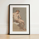 Study of a Male Nude - Edward Francis Burney Fine Art Print / Canvas Framed Classical Painting Muscular Nude Male Figure Soft Edward