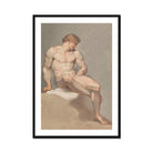 Study of a Male Nude - Edward Francis Burney Fine Art Print, Framed Nude Male Figure Study