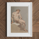 Study of a Male Nude - Edward Francis Burney Fine Art Print, Framed Nude Male Figure