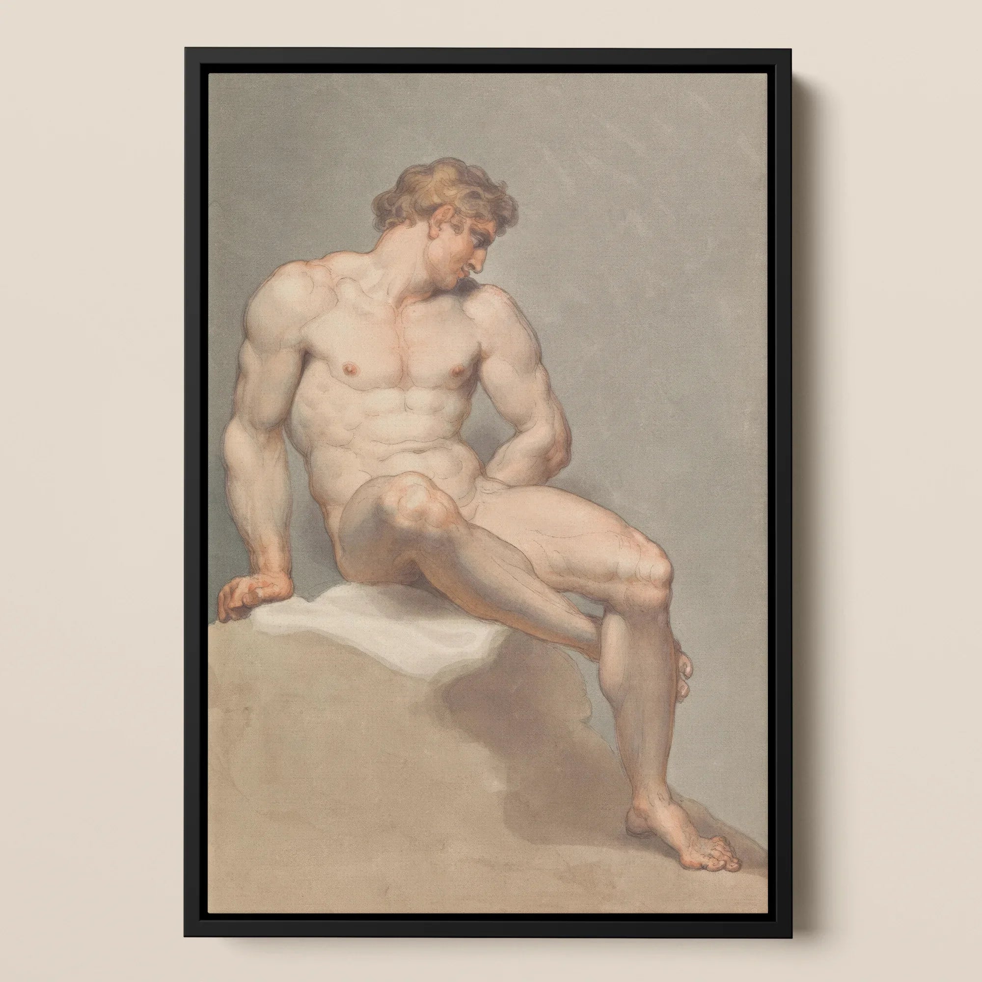 Study of a Male Nude - Edward Francis Burney Framed Canvas, Framed Nude Male Figure Study