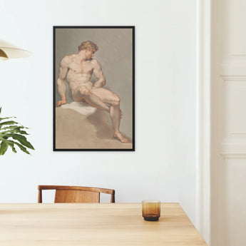 Study of a Male Nude Edward Francis Burney Framed Canvas, Framed Nude Male Figure