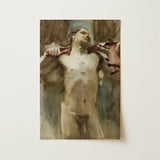 Estudio de figura masculina desnuda - John Singer Sargent impresión artística / Lienzo, 12x18’’ / 31x46cm / Sin marco / sin borde, pósters, impresiones y obra visual,